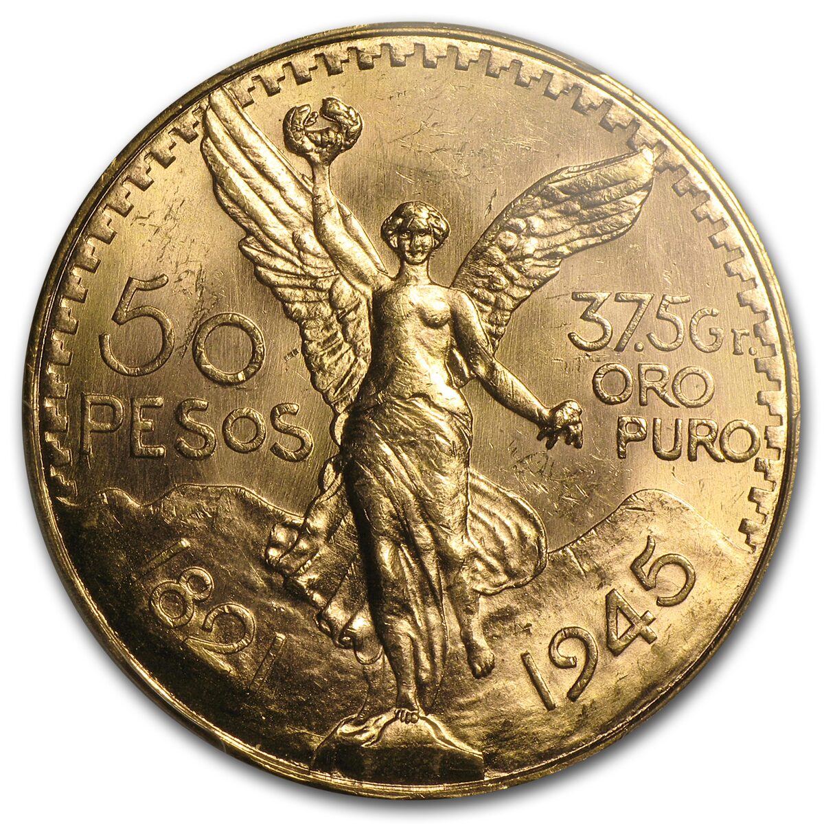 1945 Mexico Gold 50 Pesos MS-64 PCGS