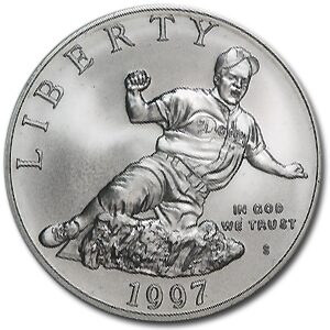 1997-S Jackie Robinson $1 Silver Commem BU (w/Box & COA)