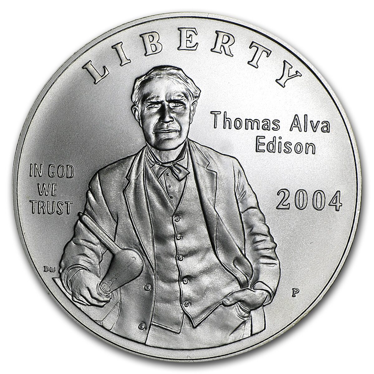 2004-P Thomas Edison $1 Silver Commem BU (w/Box & COA)