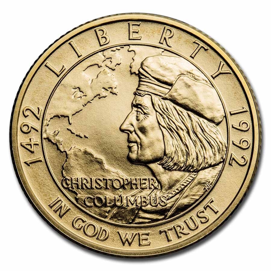 1992-W Gold $5 Commem Columbus Quincentenary BU (w/Box & COA)