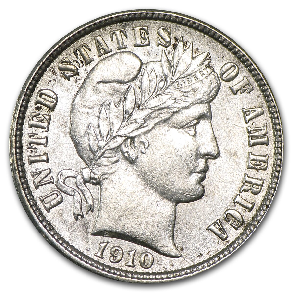 1910 Barber Dime BU