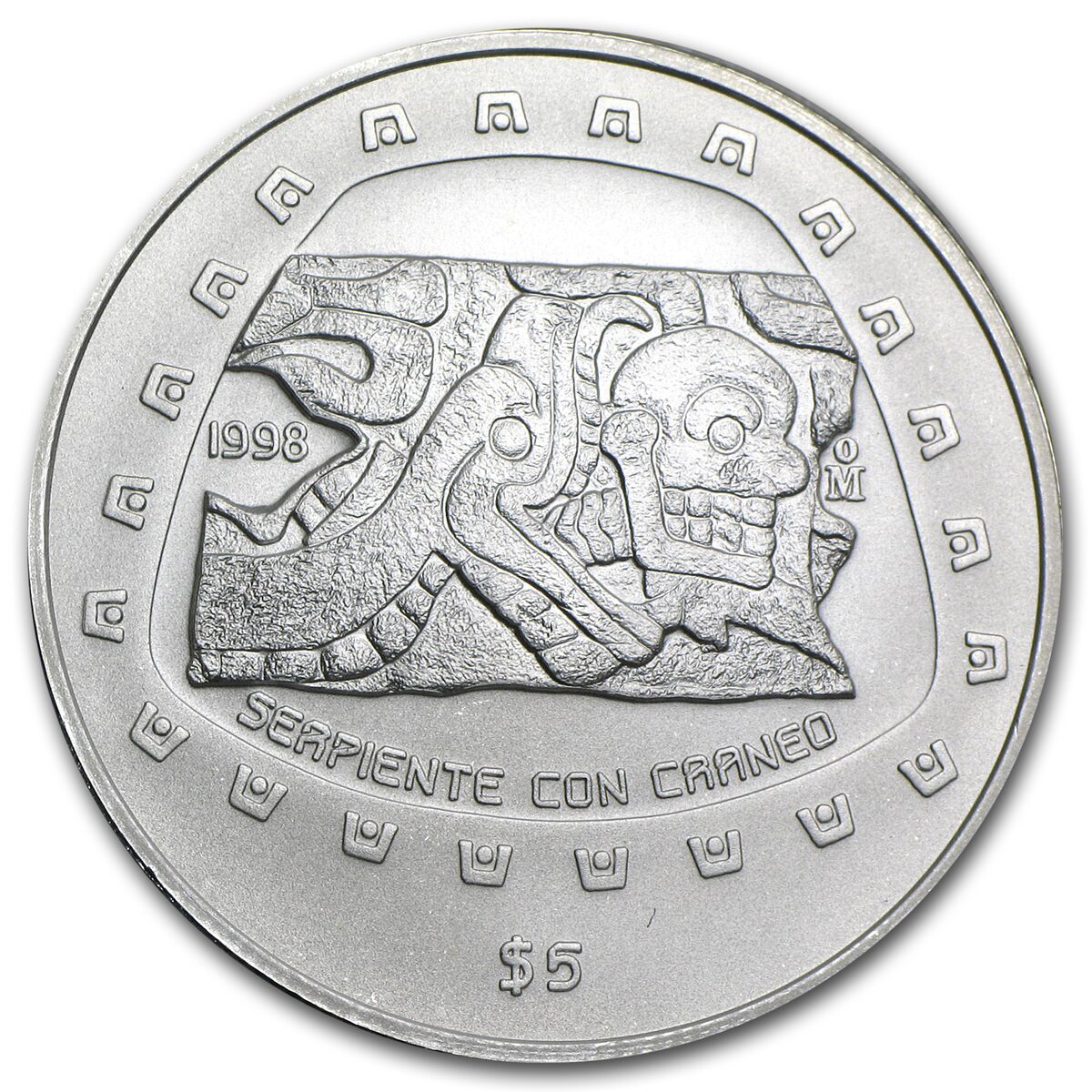 1998 Mexico 1 oz Silver 5 Pesos Serpiente BU