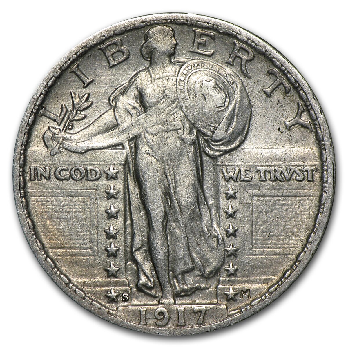 1917-S Standing Liberty Quarter Type-II AU