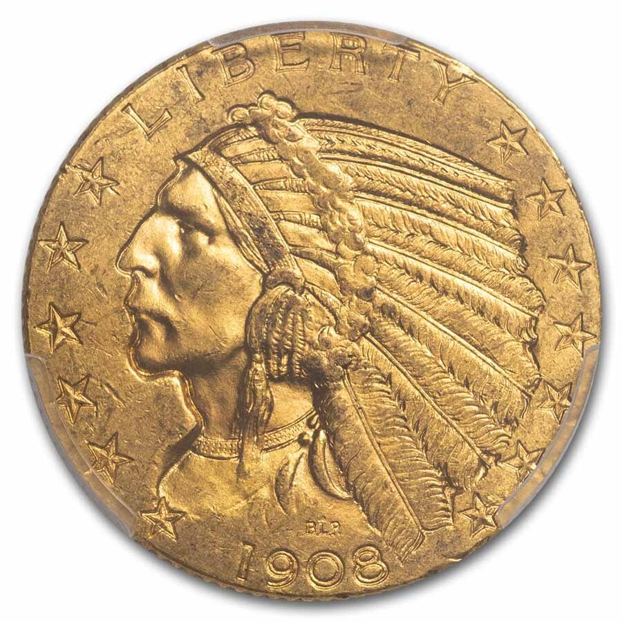 1908 $5 Indian Gold Half Eagle MS-63 PCGS