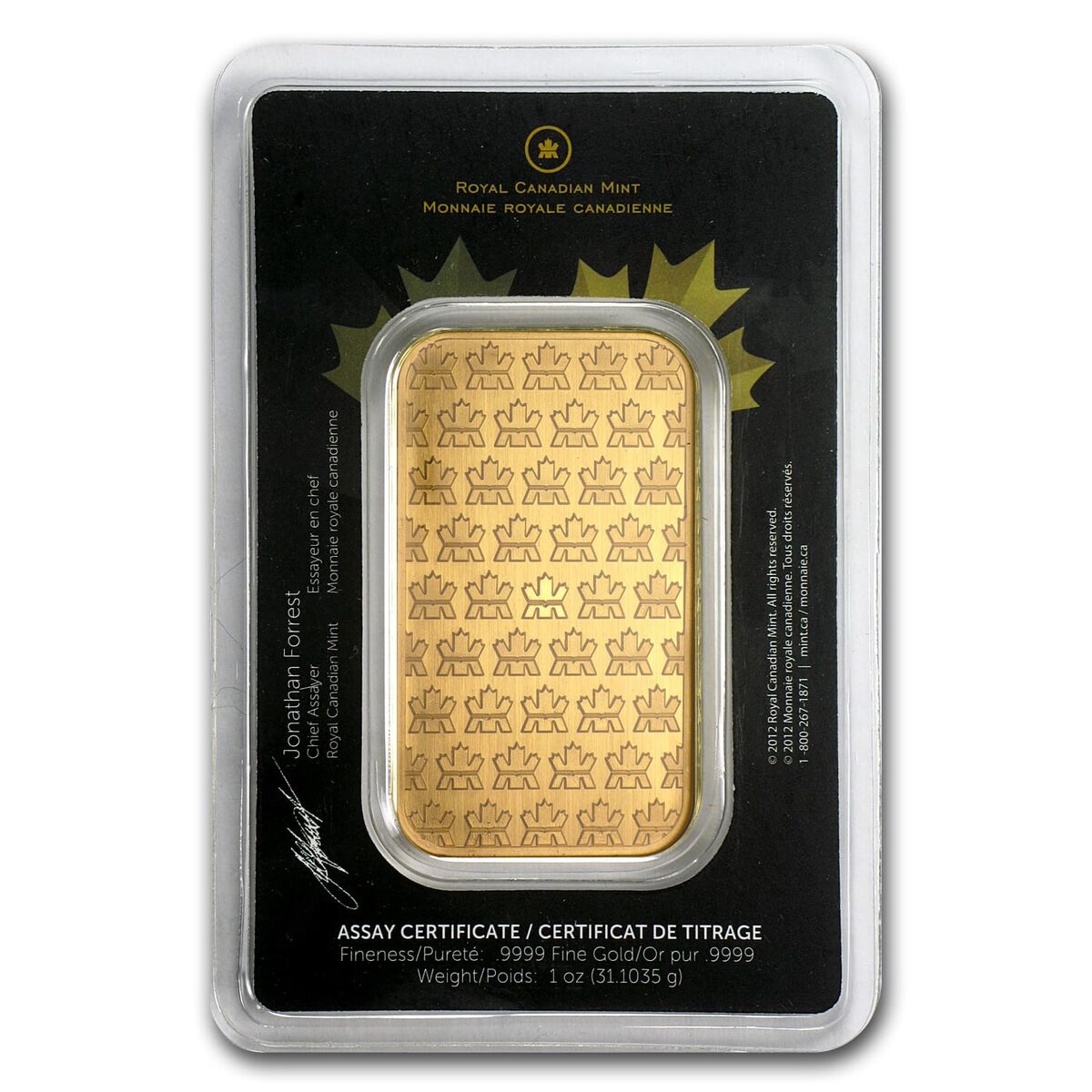 1 oz Gold Bar - Royal Canadian Mint (Classic Assay)