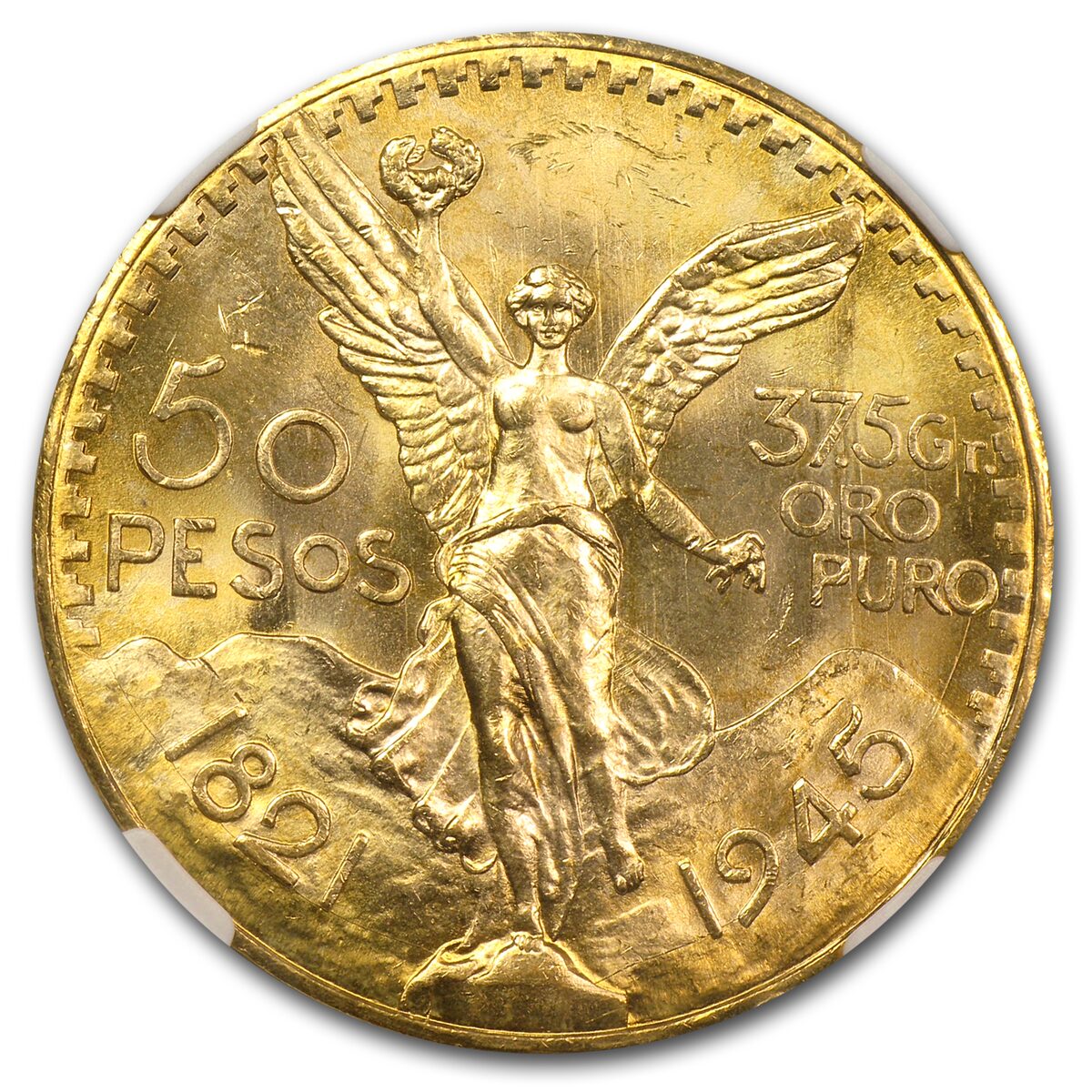 1945 Mexico Gold 50 Pesos MS-64 NGC