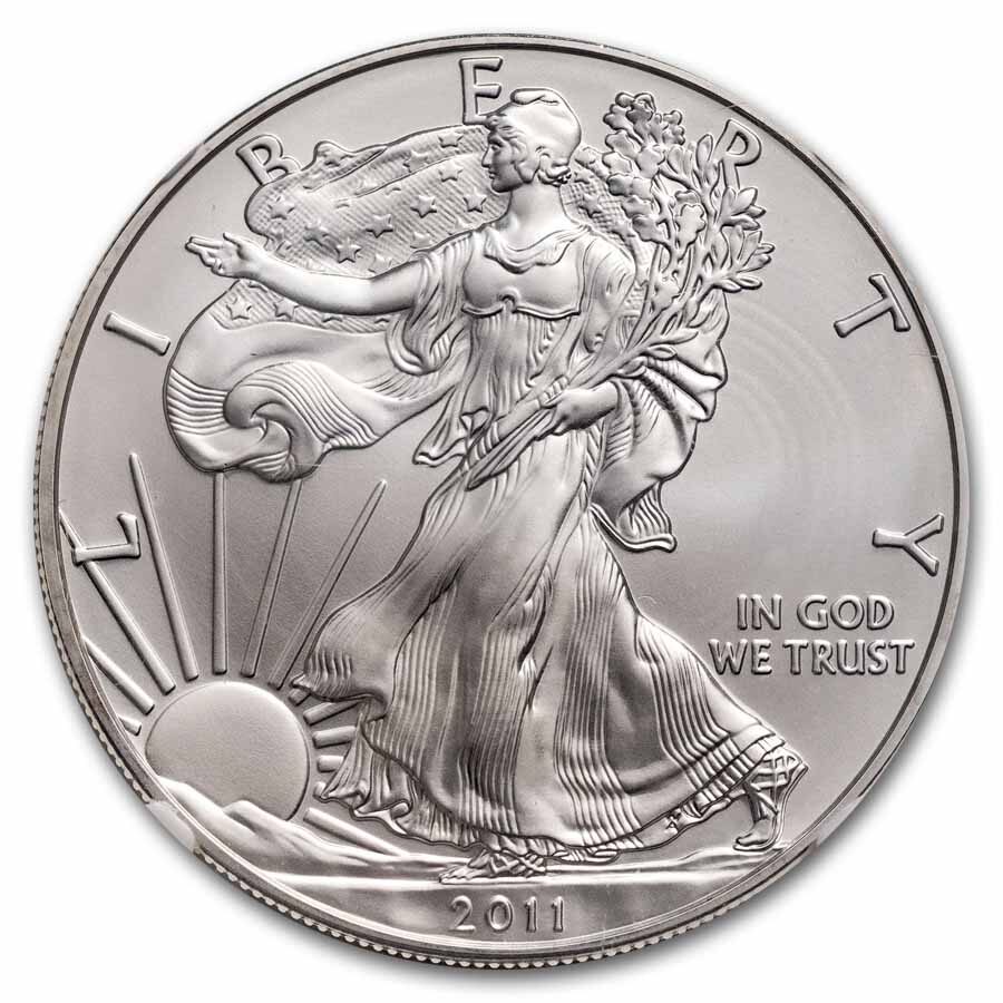 2011-W Burnished Silver Eagle MS-70 NGC (ER, 25th Anniv)