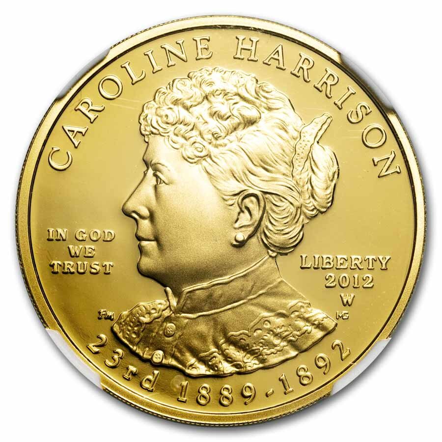 2012-W 1/2 oz Proof Gold Caroline Harrison PF-70 NGC