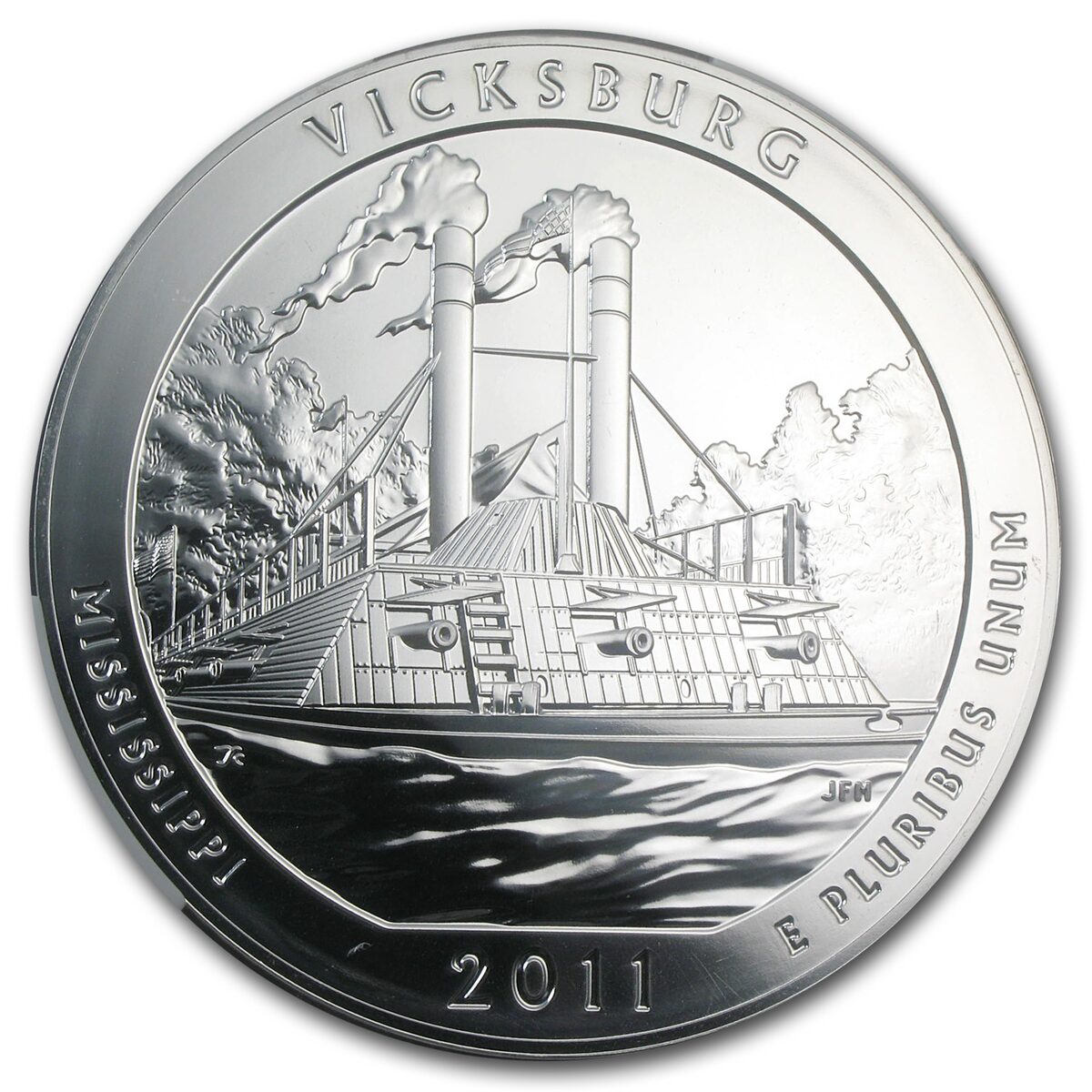 2011 5 oz Silver ATB Vicksburg MS-69 DPL NGC (ER)