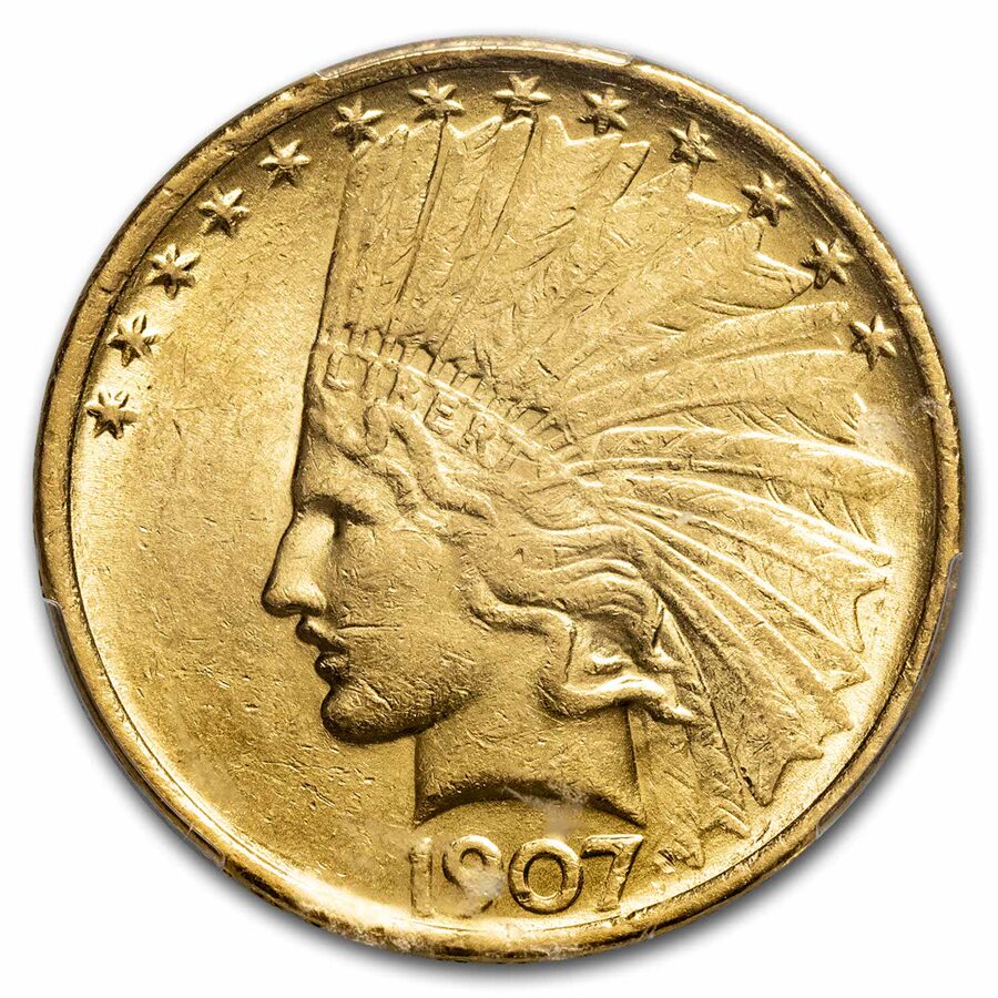 1907 $10 Indian Gold Eagle AU-58 PCGS