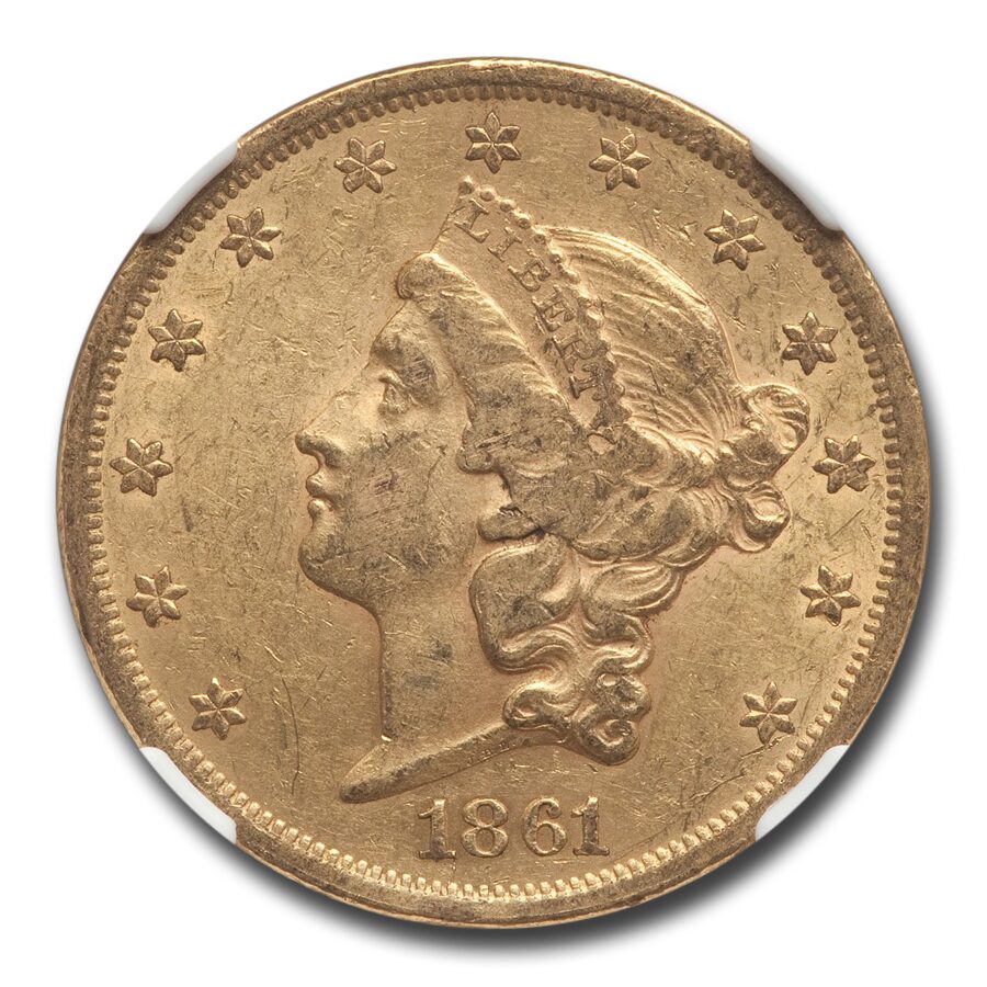 1861 $20 Liberty Gold Double Eagle AU-50 NGC