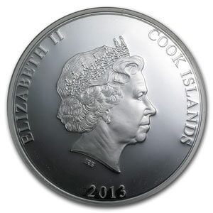 2013 Cook Islands 5 oz Silver Mother of Pearl Year of the Snake