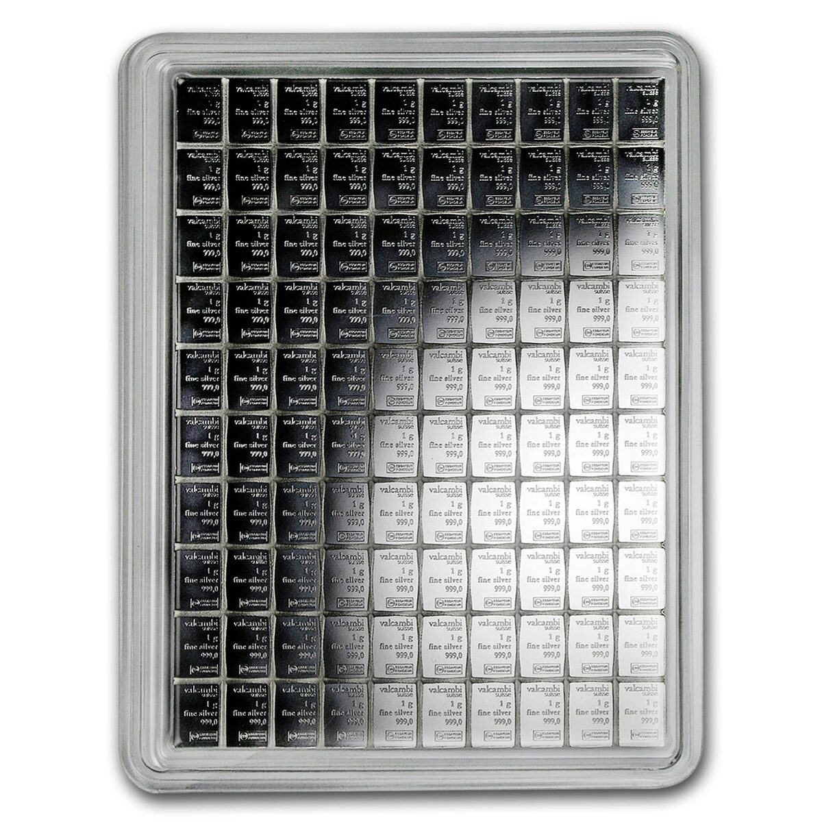 100x 1 gram Silver Bar - Valcambi Silver CombiBar™ (w/Assay)