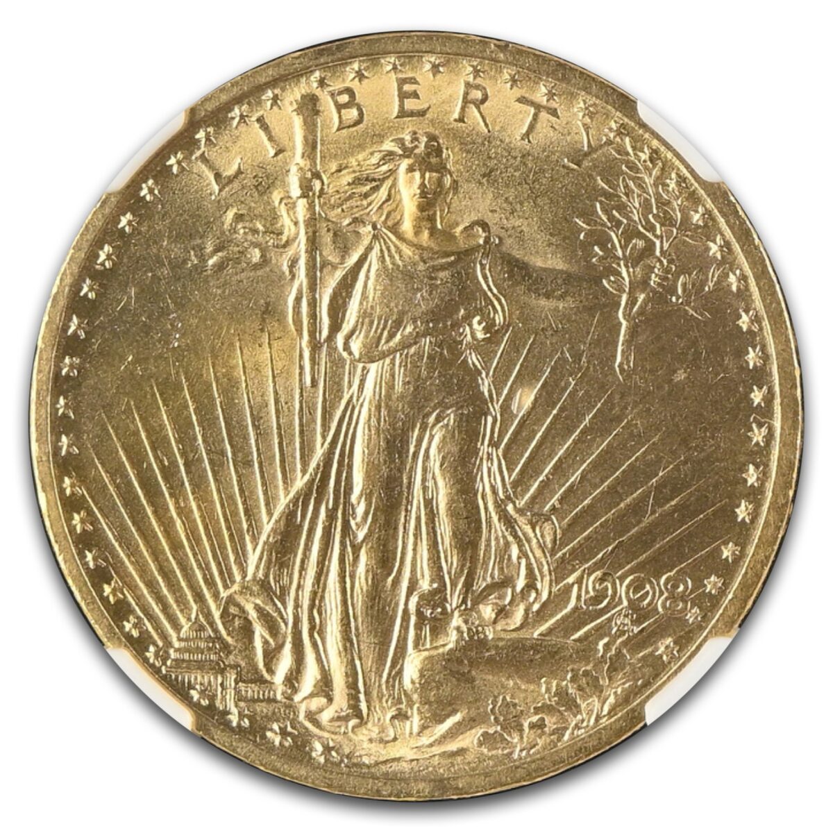 1908 $20 St Gaudens Gold w/Motto AU-58 NGC