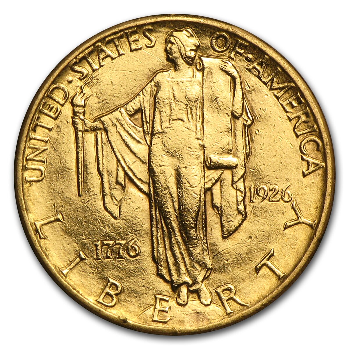 1926 Gold $2.50 America Sesquicentennial AU Details (Cleaned)