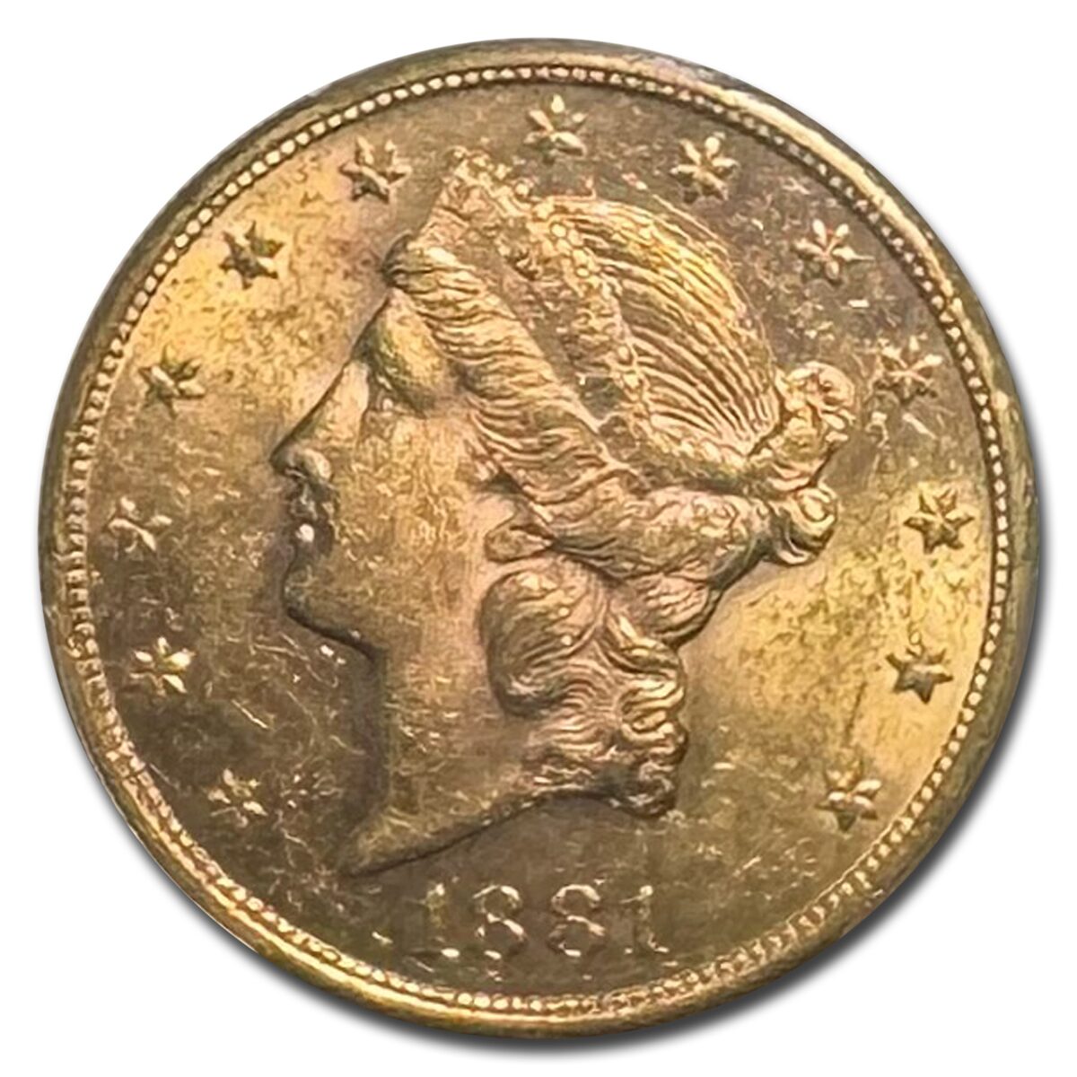 1881-S $20 Liberty Gold Double Eagle MS-61 PCGS