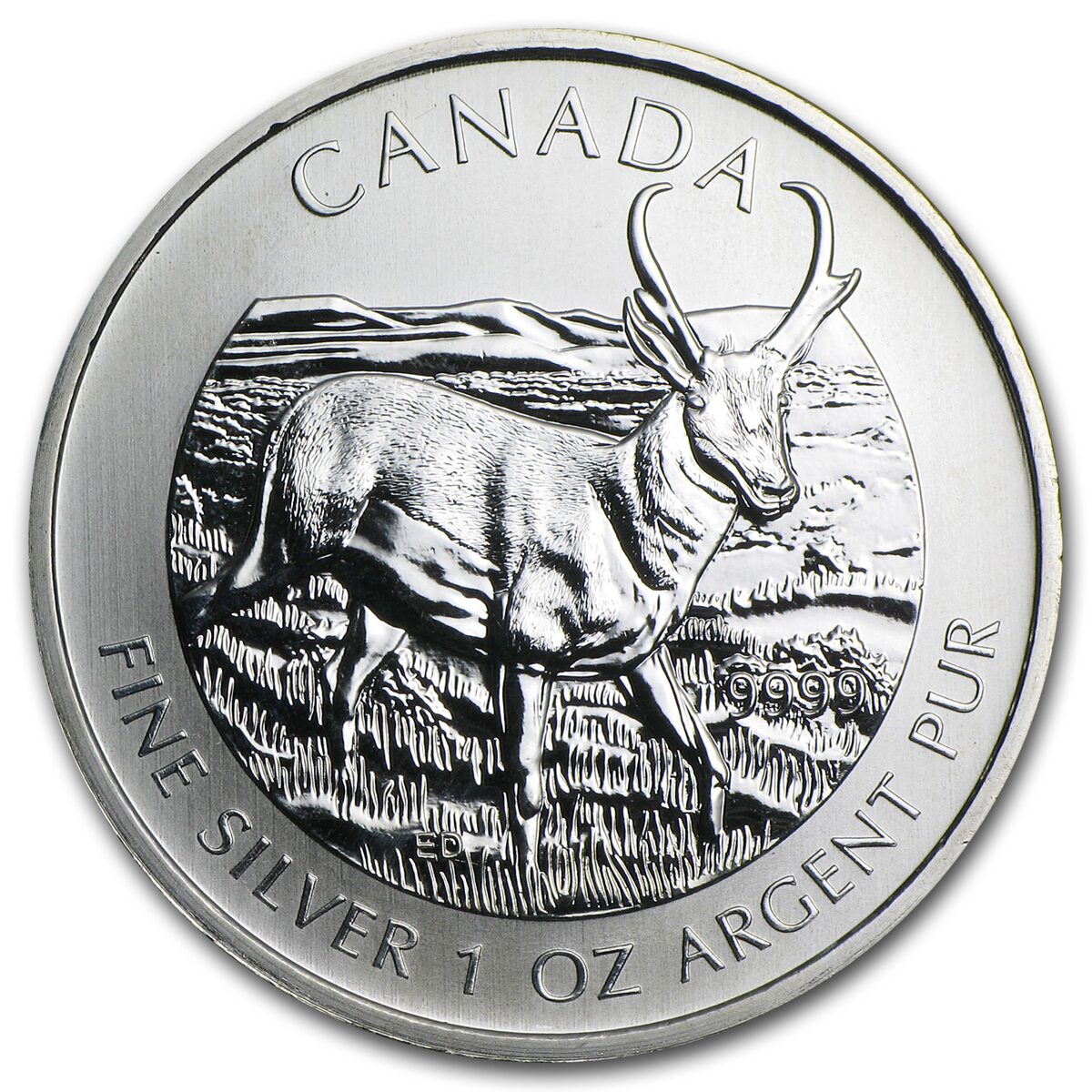 2013 Canada 1 oz Silver Wildlife Antelope (Abrasions, Spots)