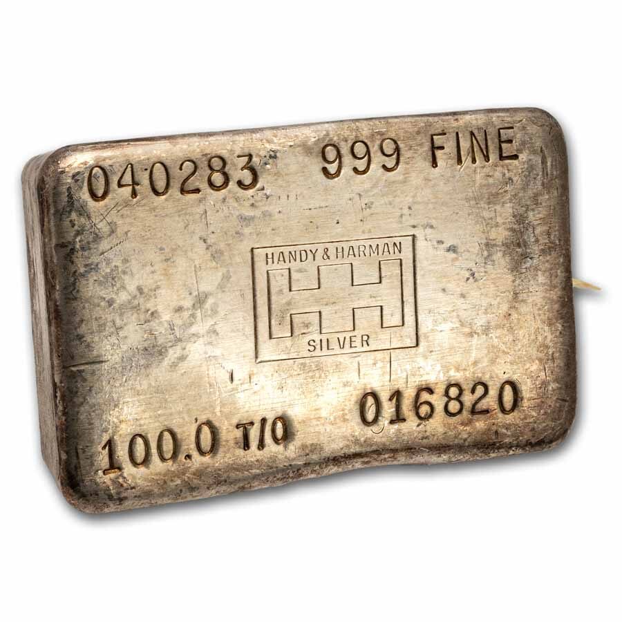 100 oz Silver Bar - Handy & Harman