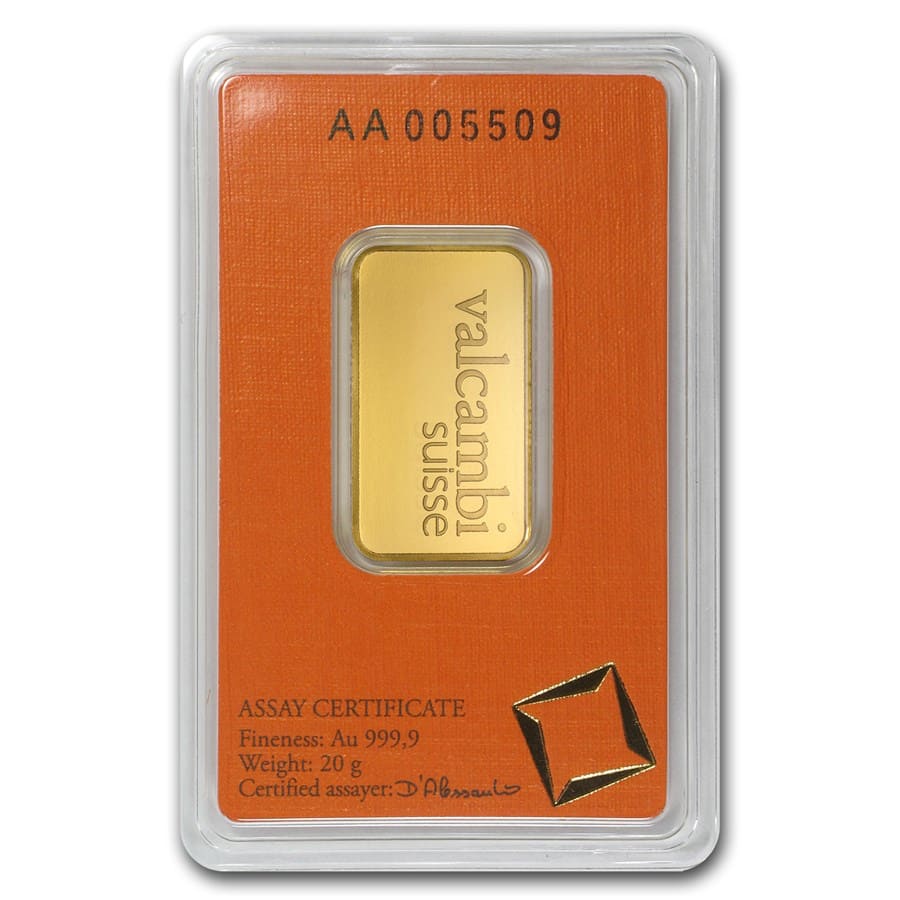 20 gram Gold Bar - Valcambi (In Assay)