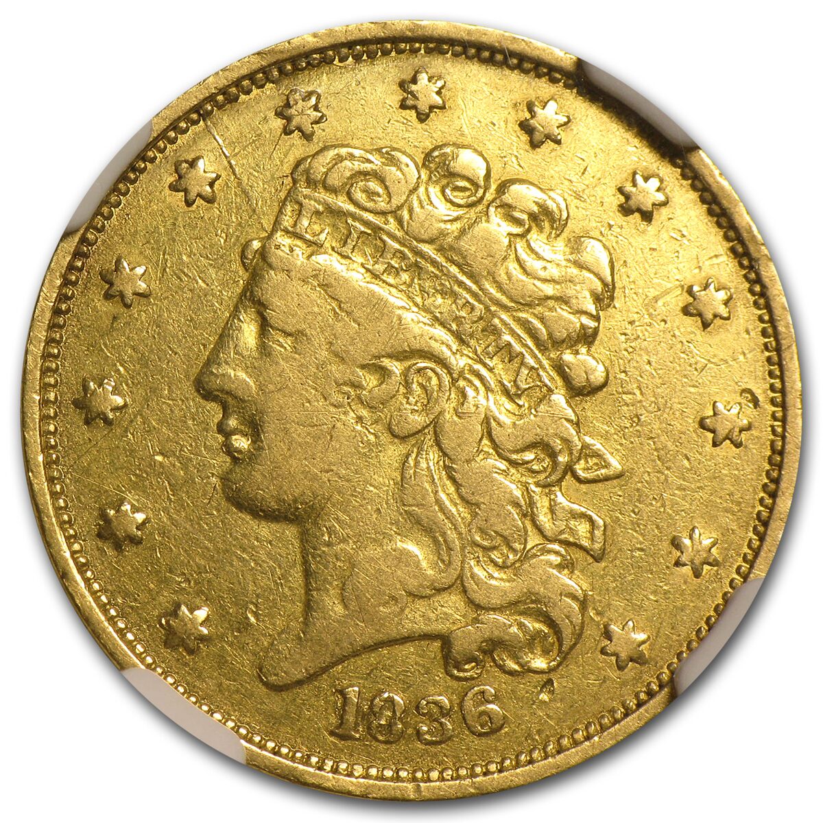 1836 $5 Gold Classic Head Half Eagle VF-30 NGC