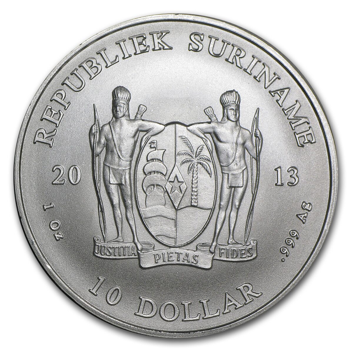 2013 Suriname 1 oz Silver $10 BU