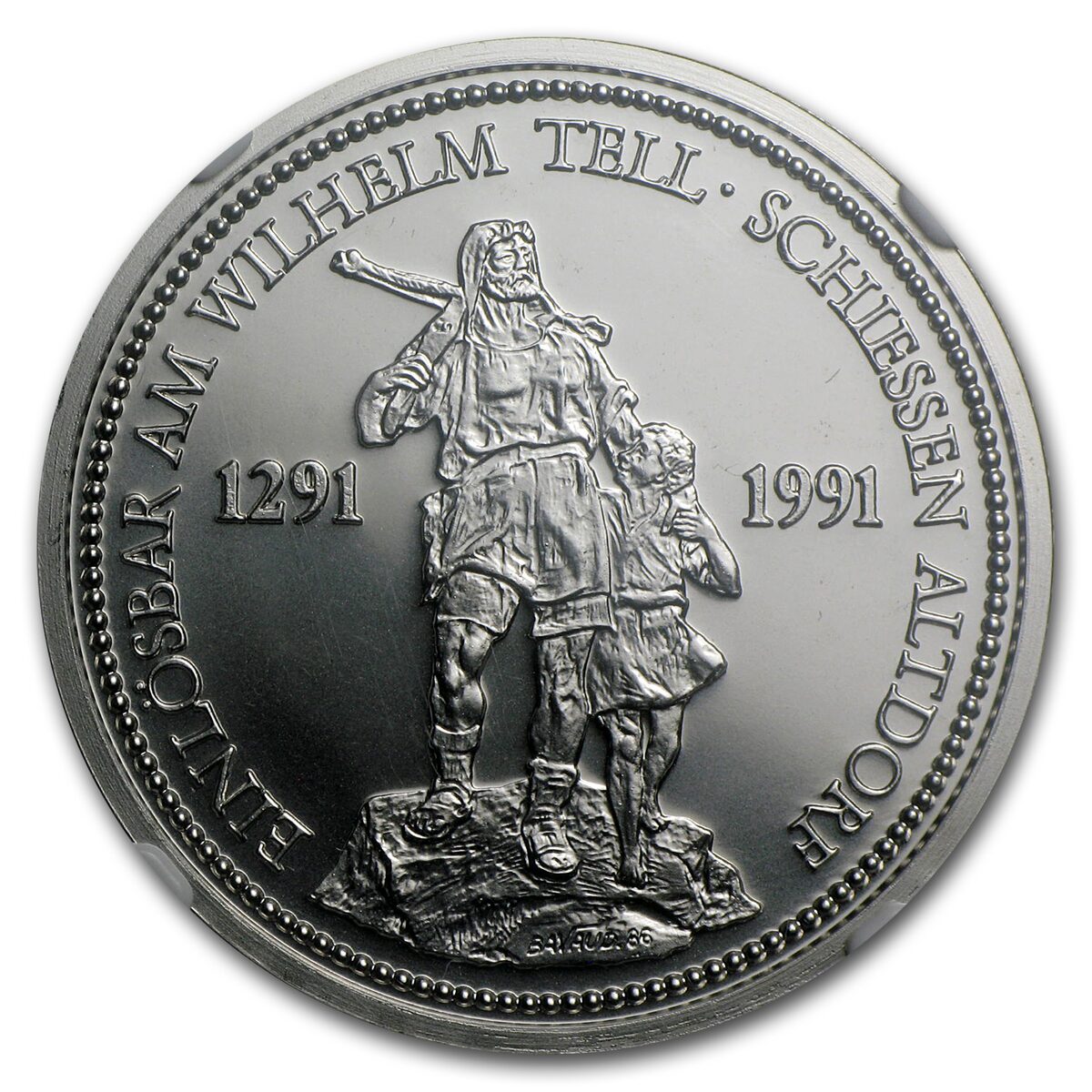 1986 Switzerland 1 oz Platinum William Tell MS-69 NGC