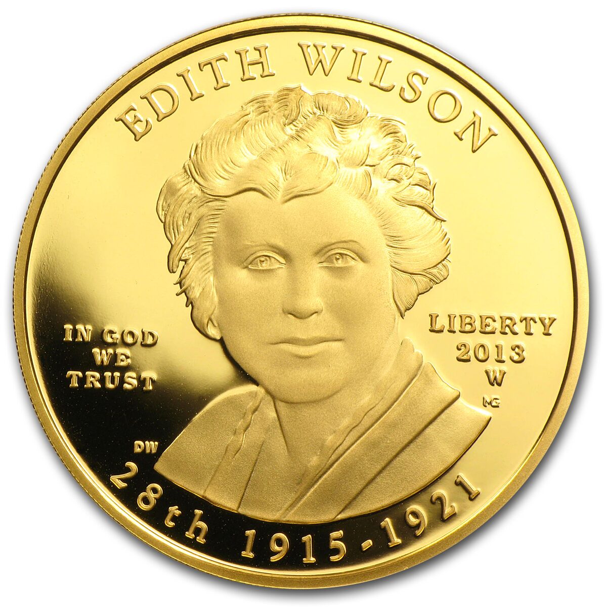 2013-W 1/2 oz Proof Gold Edith Wilson (w/Box & COA)