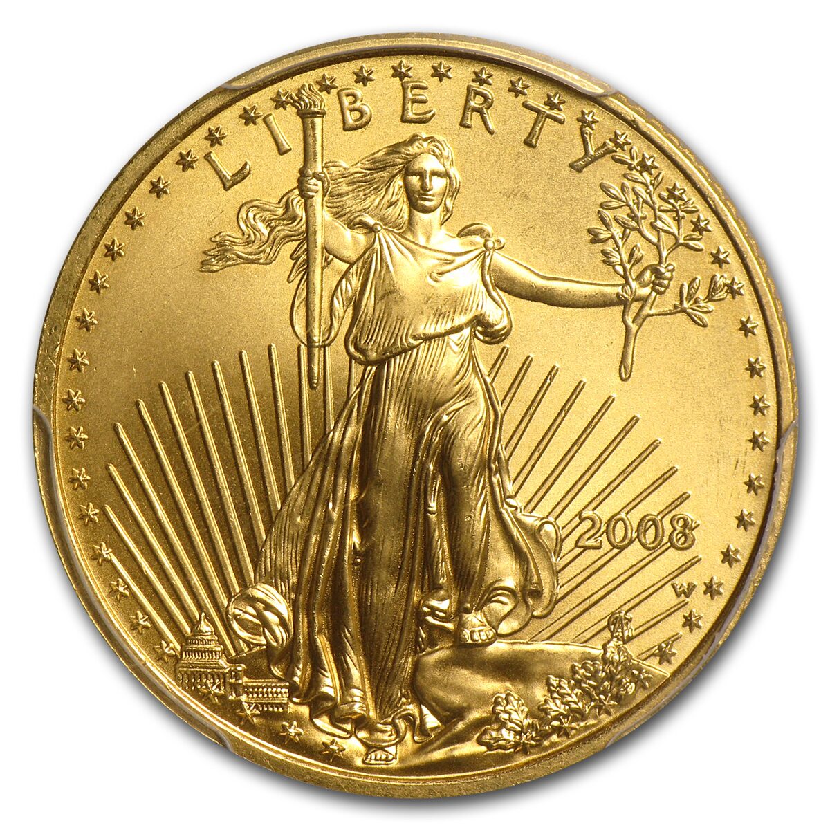 2008-W 1/4 oz Burnished American Gold Eagle MS-69 PCGS