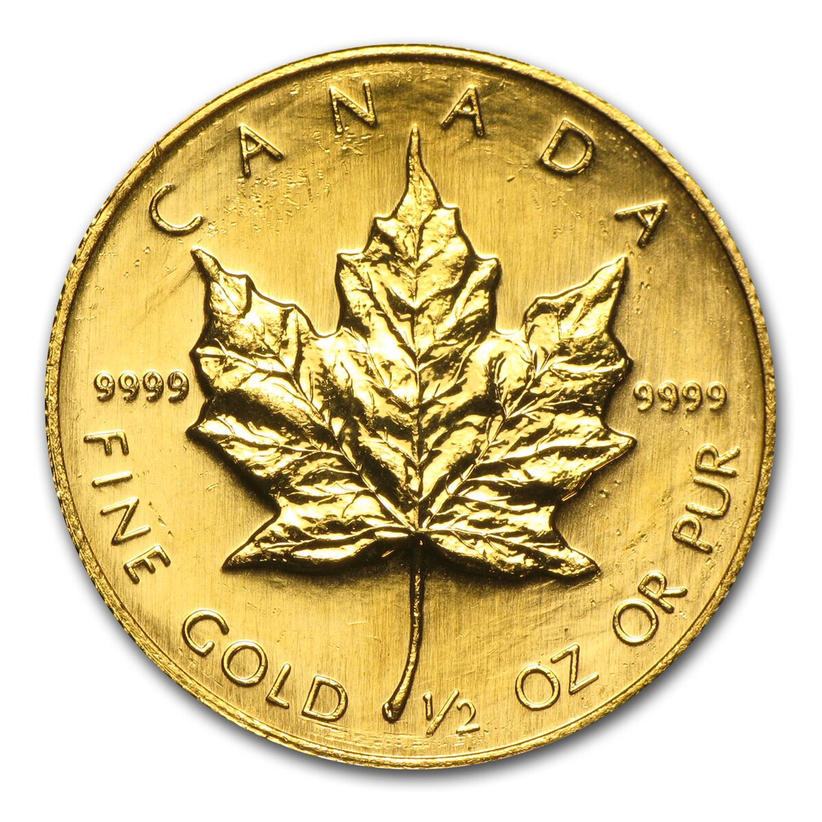 1/2 oz Gold Canadian Maple Leaf (Random Year, lightly scratched)