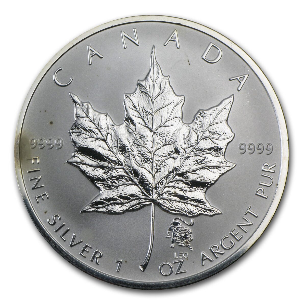 Canadian 1 oz Silver Maple Leaf Privy (Abrasions, Spotted)