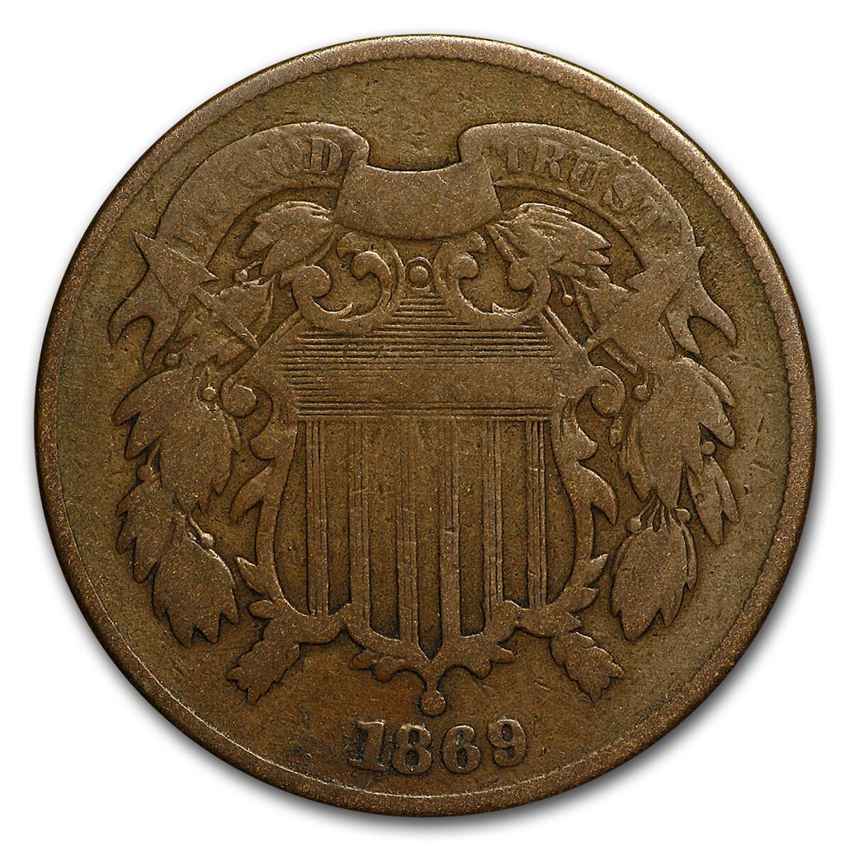 1869 Two Cent Piece VG