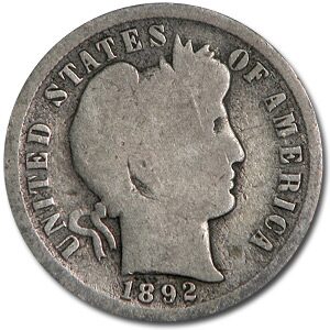 1892-S Barber Dime Good