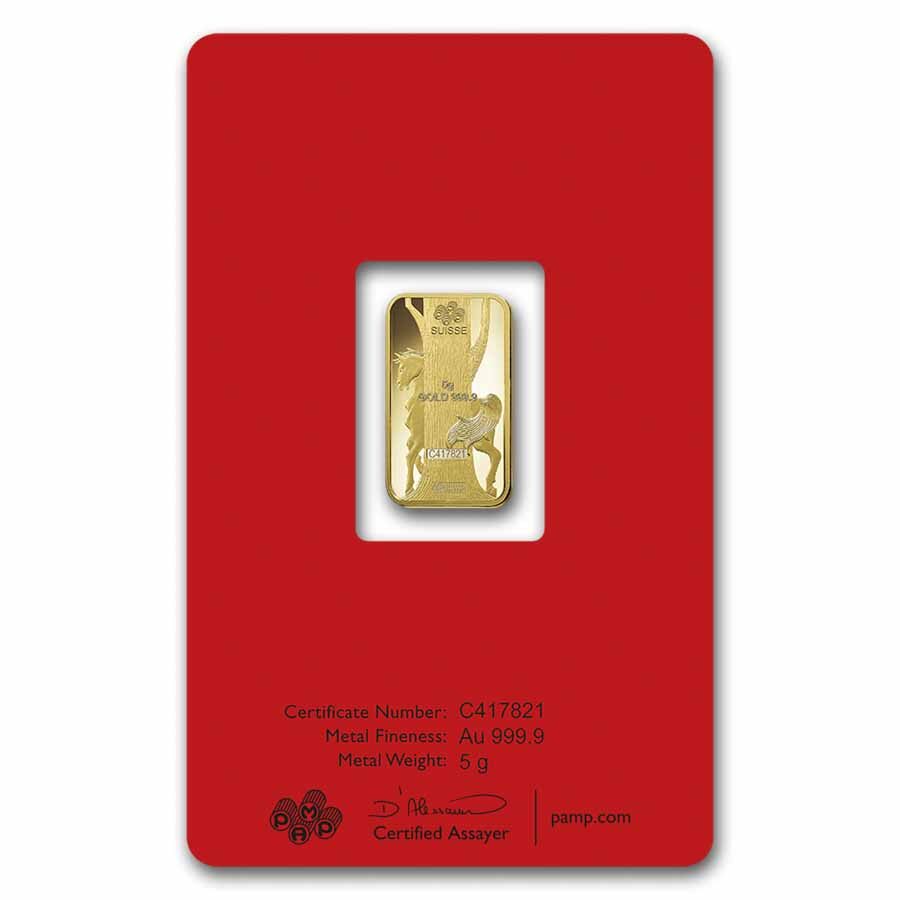 2014 5 gram Gold Bar - PAMP Suisse Year of the Horse (In Assay)