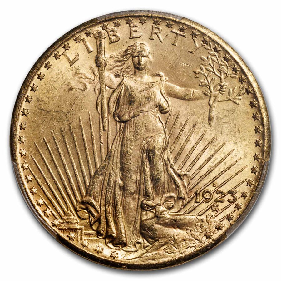 1923-D $20 St Gaudens Gold Double Eagle MS-63 PCGS