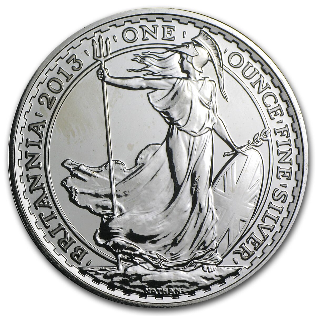 2013 Great Britain 1 oz Silver Britannia BU (Abrasions)