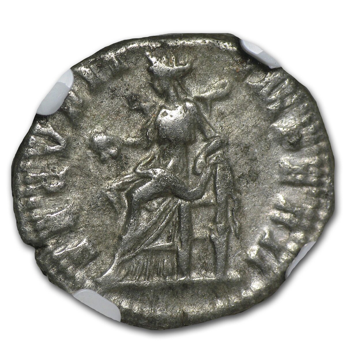 Roman AR Denarius Emperor Geta Ch-VF NGC (209-211 AD)