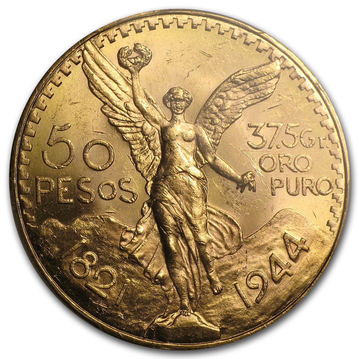 1944 Mexico Gold 50 Pesos MS-63 PCGS
