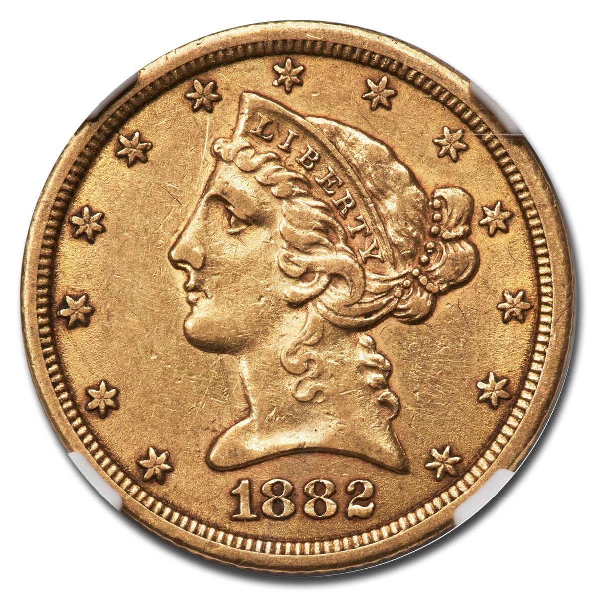1882-CC $5 Liberty Gold Half Eagle AU-53 NGC