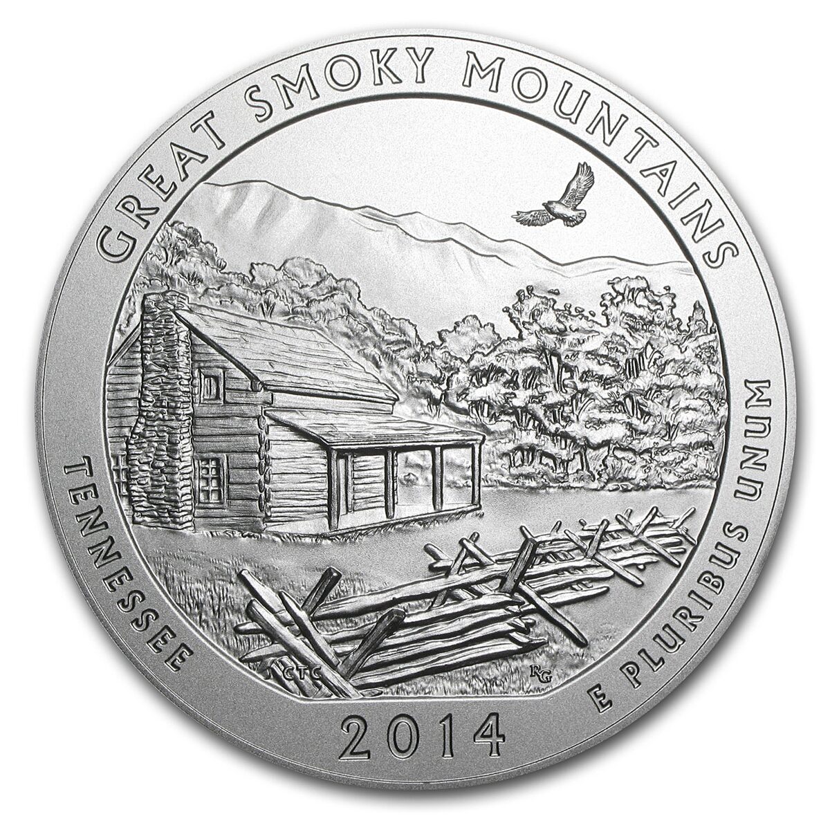2014-P 5 oz Silver ATB Great Smoky Mountains (w/Box & COA)