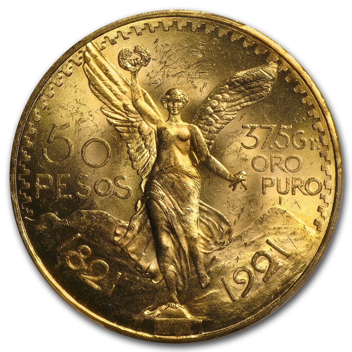 1921 Mexico Gold 50 Pesos MS-62 PCGS