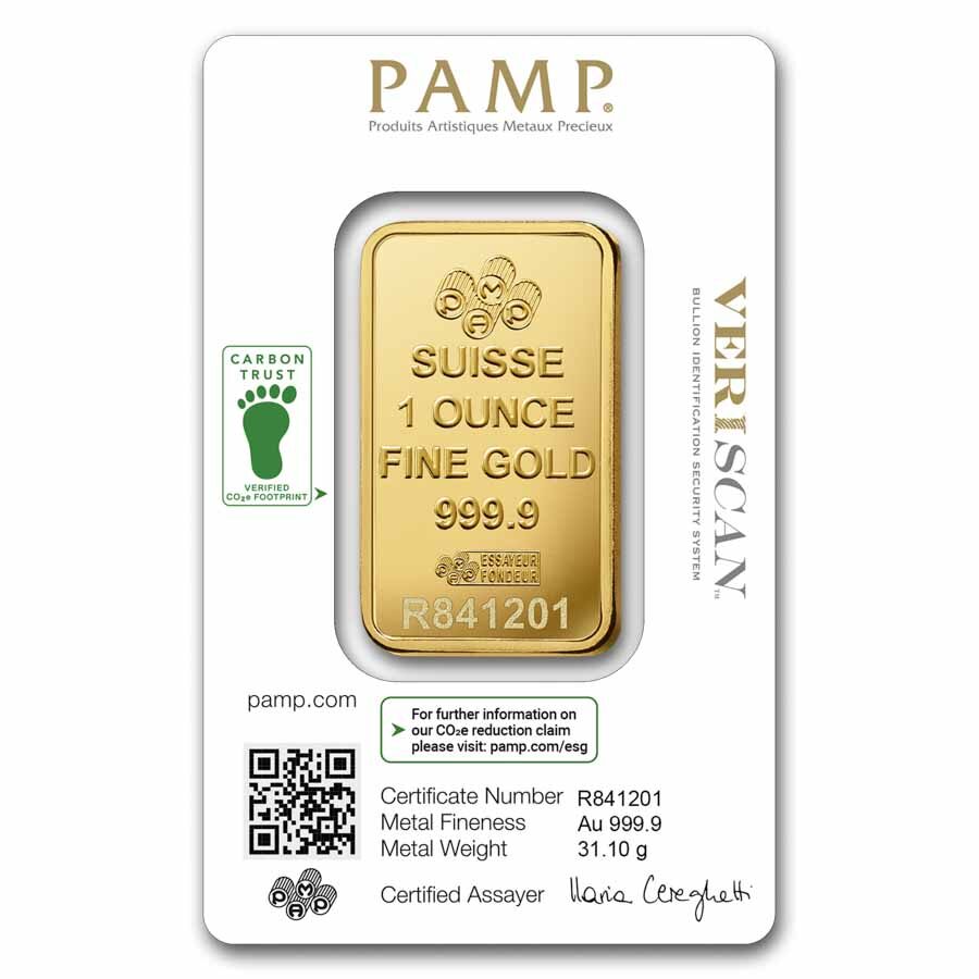 1 oz Gold Bar - PAMP Lady Fortuna VERISCAN™ (In Assay)