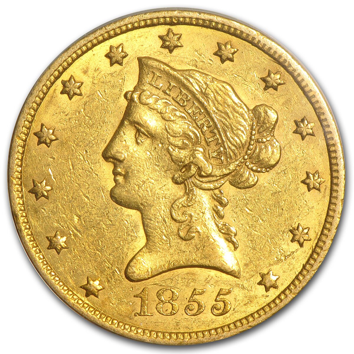 1855 $10 Liberty Gold Eagle AU