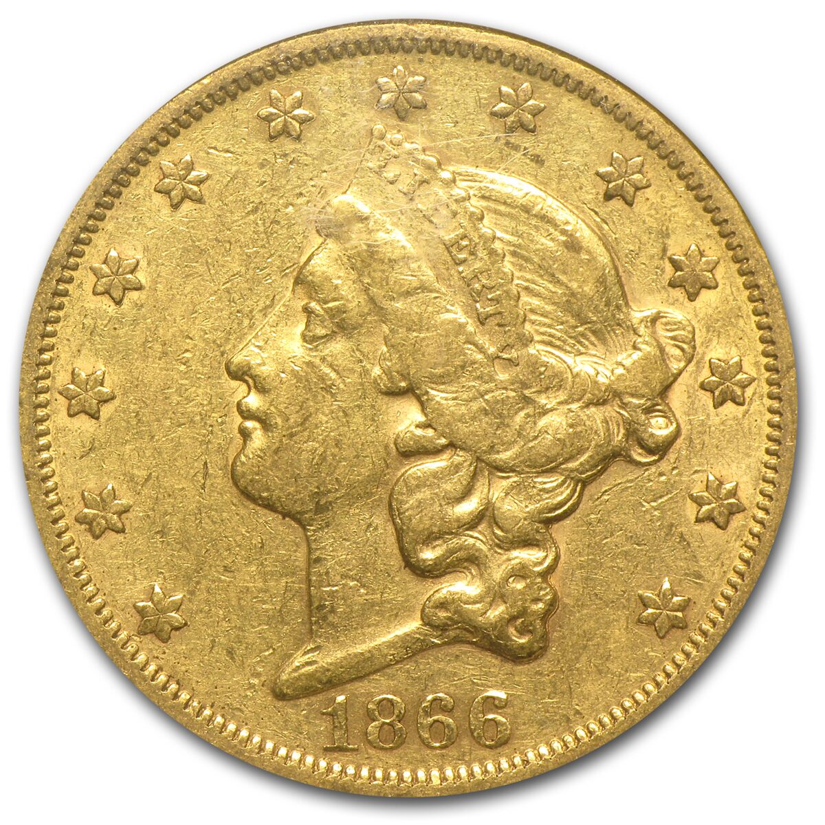 1866 $20 Liberty Gold Double Eagle w/Motto XF-45 NGC