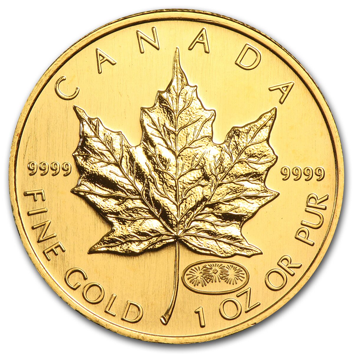 1999/2000 Canada 1 oz Gold Maple Leaf Fireworks Privy BU