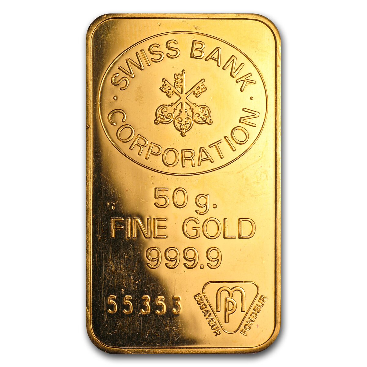 50 gram Gold Bar - Swiss Bank Corporation