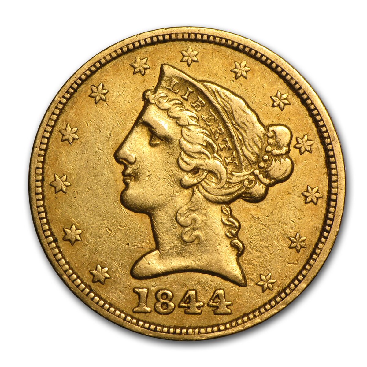 1844 $5 Liberty Gold Half Eagle XF