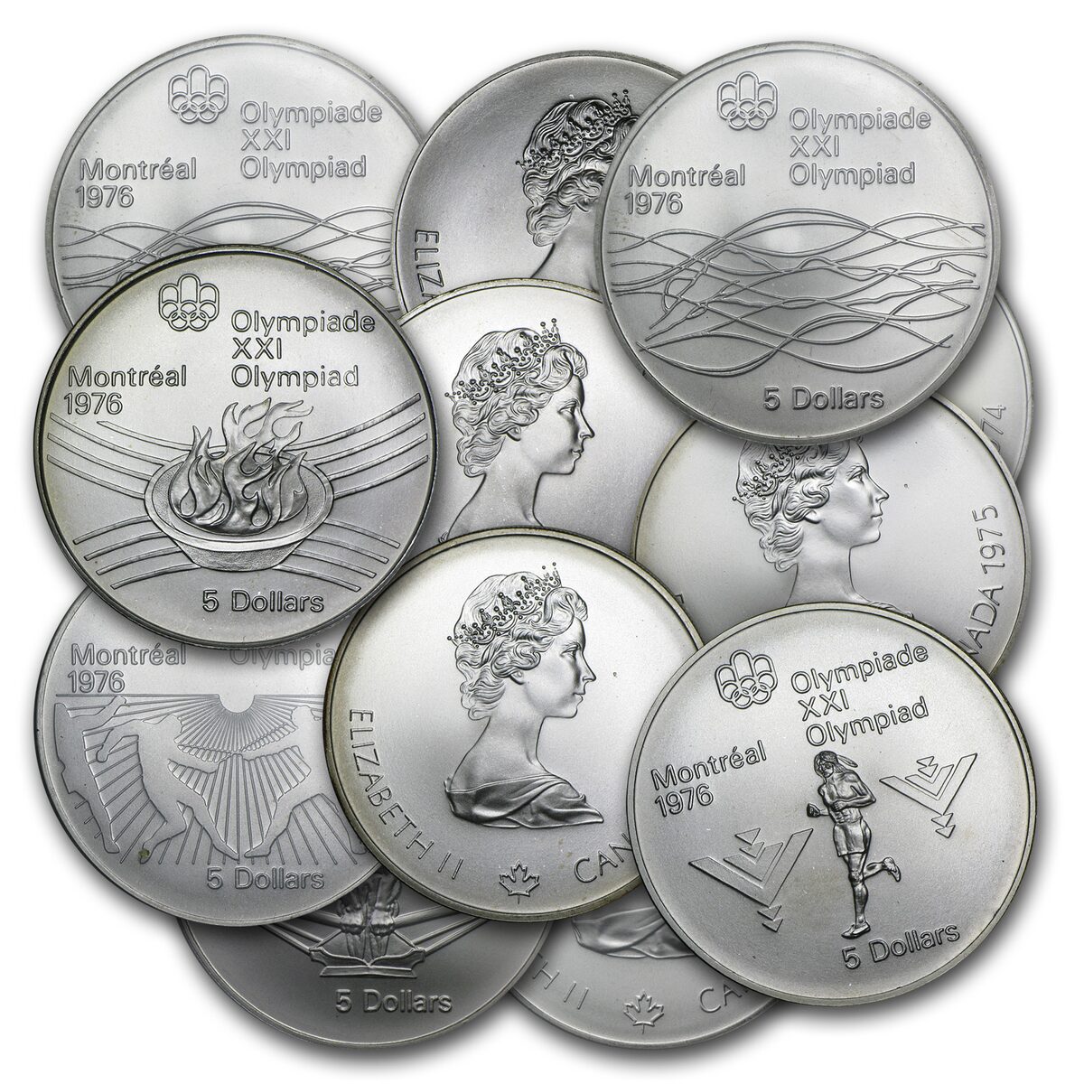1973-1976 Canada Silver $5 Olympics BU/Proof (ASW .7227 oz)