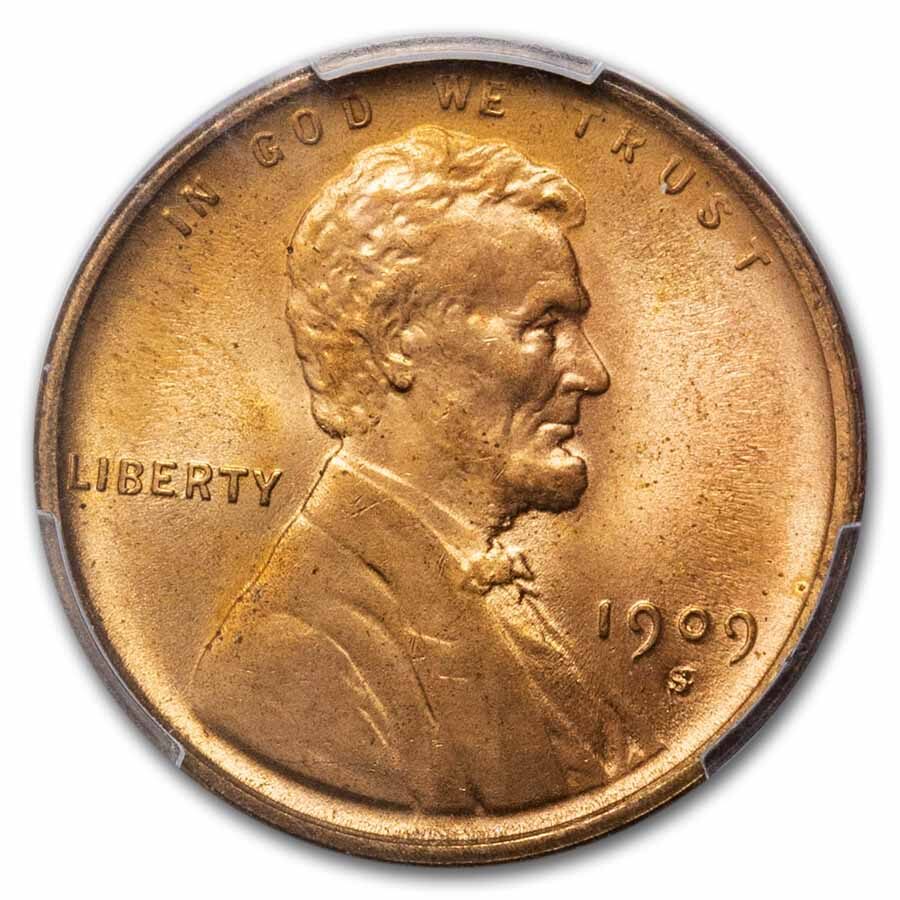 1909-S/Horizontal S Lincoln Cent MS-65 PCGS (Red)