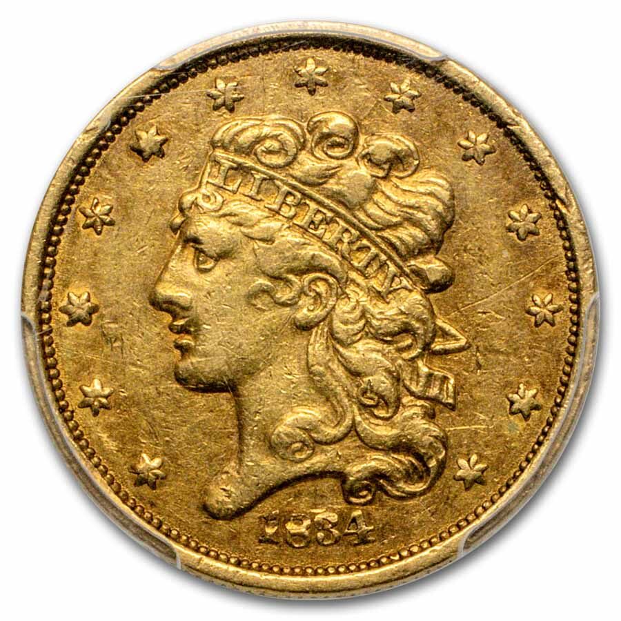 1834 $5 Gold Classic Head Half Eagle Plain 4 XF-40 PCGS