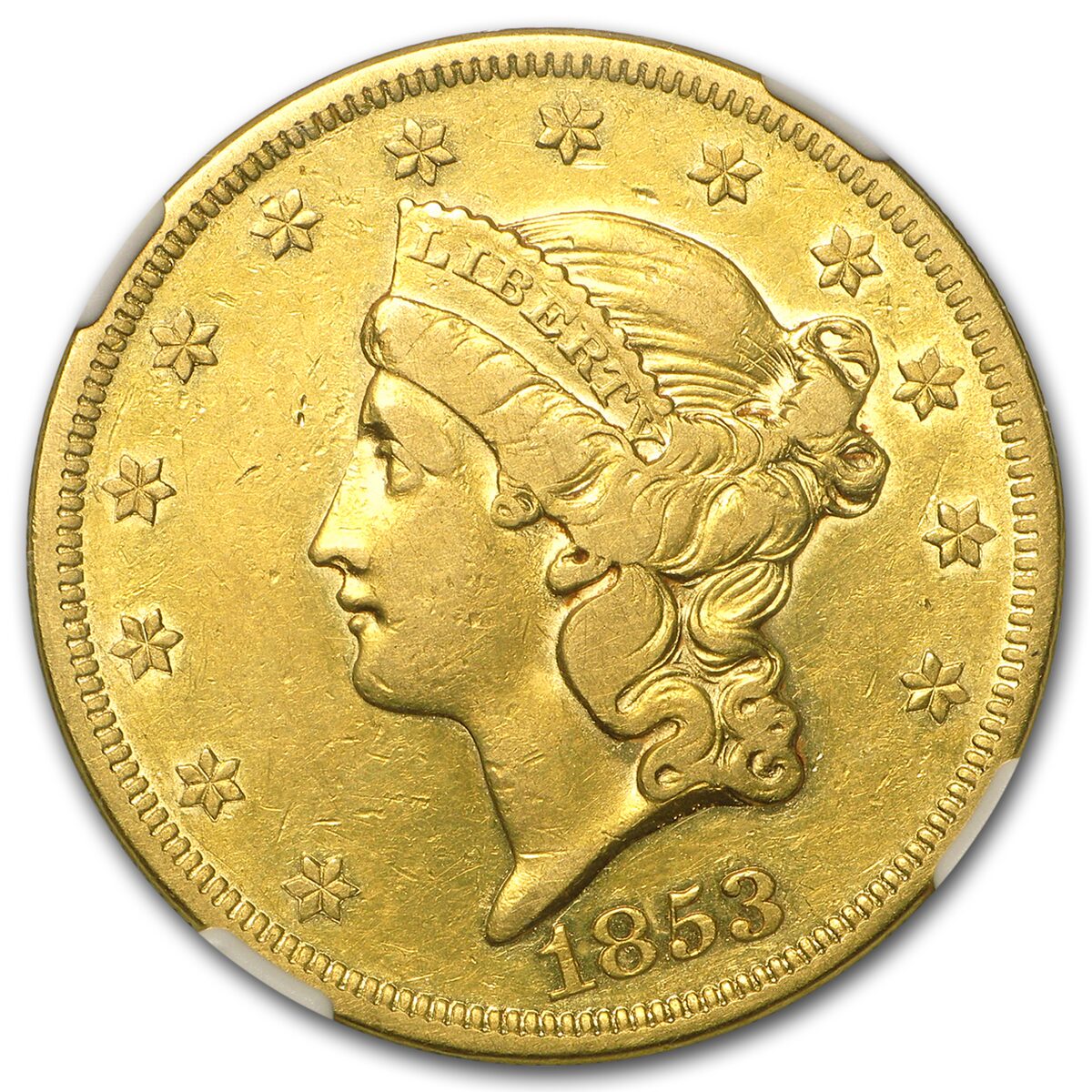 1853 $20 Liberty Gold Double Eagle XF-40 NGC